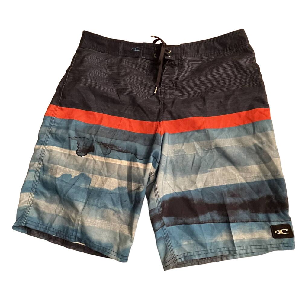 ONeill Boardshorts Swim Shorts Striped Swimwear Mens Sz 36 EUC